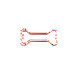 15pcs Colorful Bone Shaped Paper Clips Golden Metal - Office Supplies