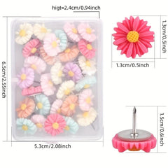 30 Daisy Flower Pins Decorated With Flower Thumbnails