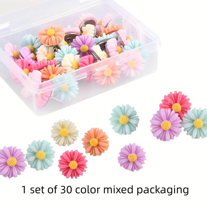 30 Daisy Flower Pins Decorated With Flower Thumbnails