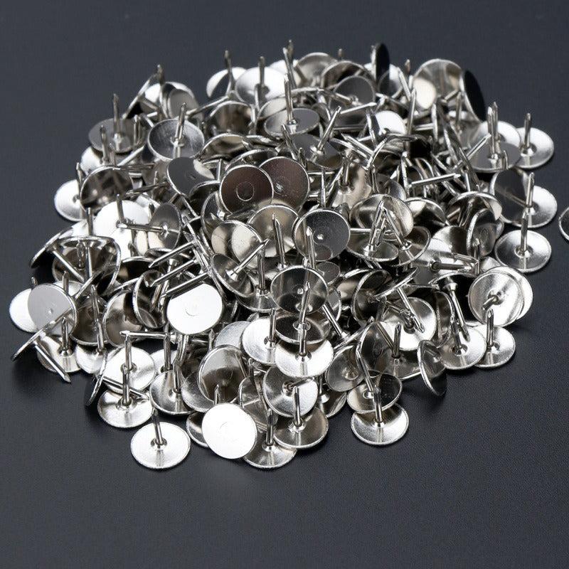 100pcs Nickel Plated Flat Head Push Pins Silver Office Push Pins In