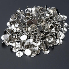 100pcs Nickel Plated Flat Head Push Pins Silver Office Push Pins In