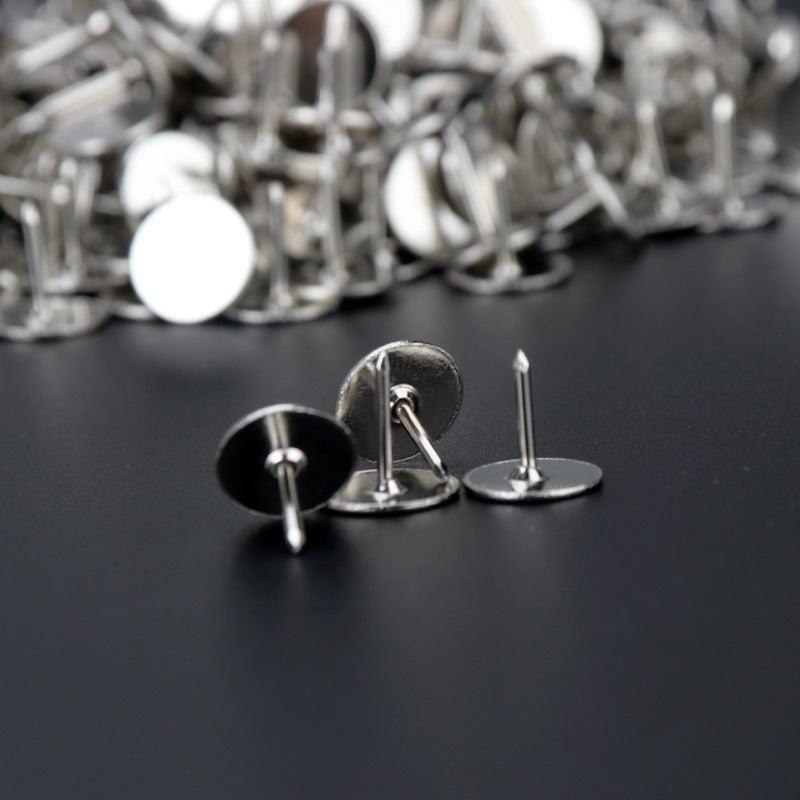 100pcs Nickel Plated Flat Head Push Pins Silver Office Push Pins In