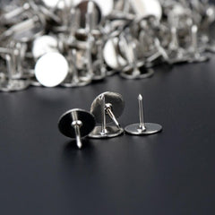 100pcs Nickel Plated Flat Head Push Pins Silver Office Push Pins In