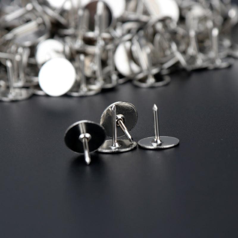 100pcs Nickel Plated Flat Head Push Pins Silver Office Push Pins In