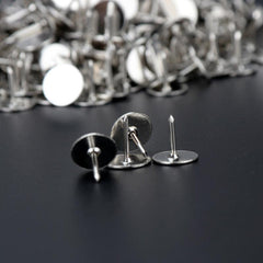 100pcs Nickel Plated Flat Head Push Pins Silver Office Push Pins In