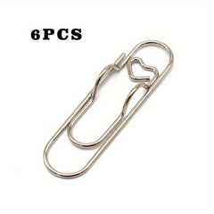 6pcs Metal Pen Clips Bookmarks for Notebooks Paper Clip Stationery Tool