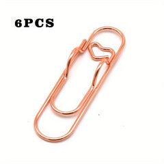 6pcs Metal Pen Clips Bookmarks for Notebooks Paper Clip Stationery Tool