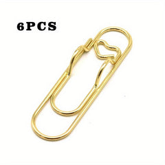 6pcs Metal Pen Clips Bookmarks for Notebooks Paper Clip Stationery Tool