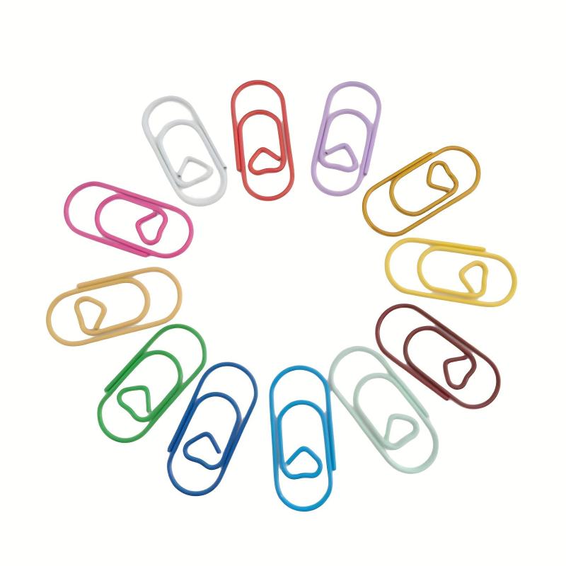 50pcs Mixed Mini Heart Paper Clips For Office School Personal Use