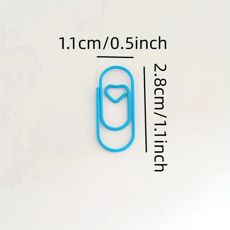 50pcs Mixed Mini Heart Paper Clips For Office School Personal Use