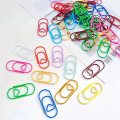 50pcs Mixed Mini Heart Paper Clips For Office School Personal Use