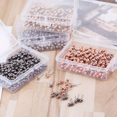 400 Golden Silvery Map Tacks Push Pins Round Plastic Head Steel Point