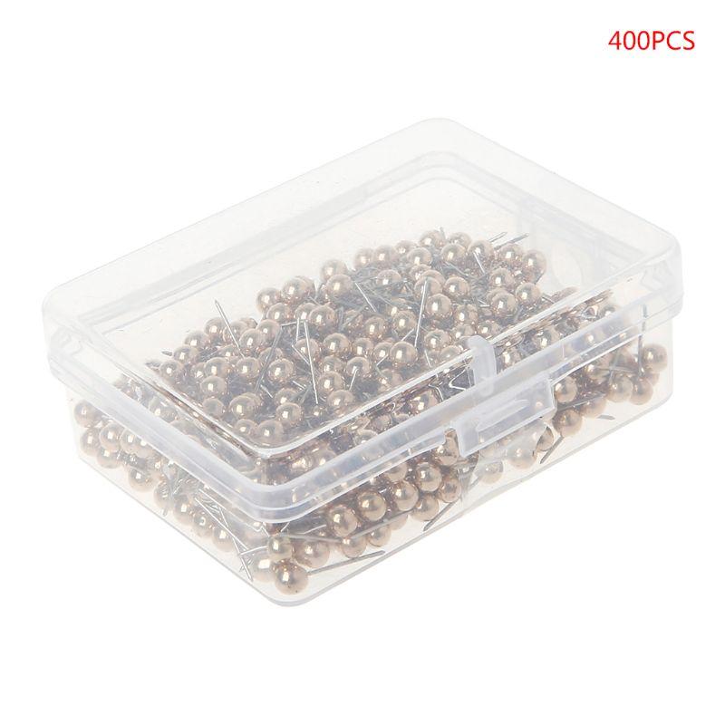 400 Golden Silvery Map Tacks Push Pins Round Plastic Head Steel Point