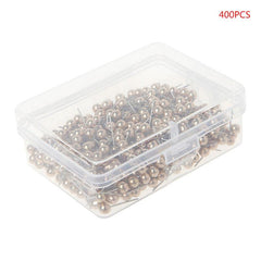 400 Golden Silvery Map Tacks Push Pins Round Plastic Head Steel Point