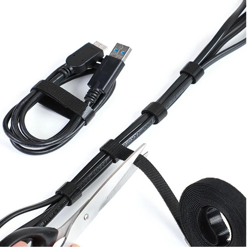 6pcs Reusable Adjustable Cable Ties Microfiber Cloth Cord Management Straps