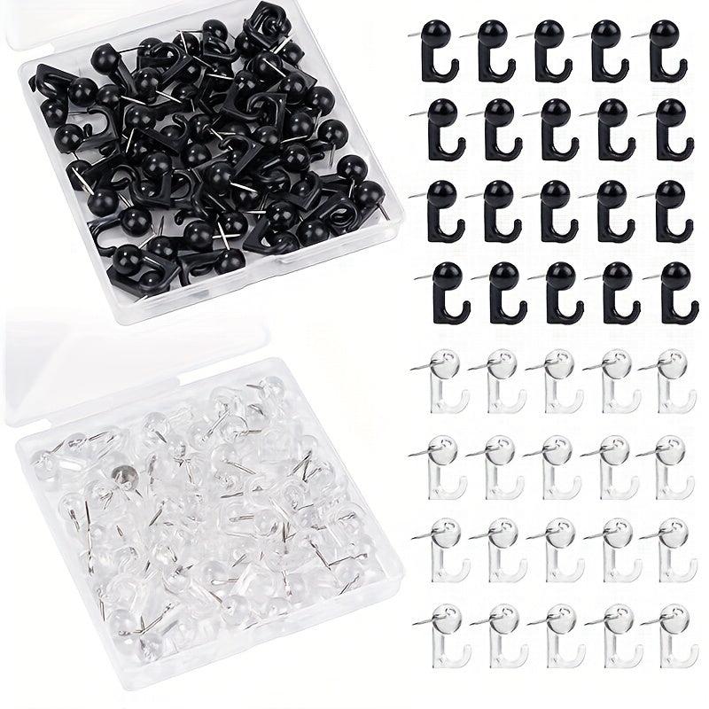 50pcs Push Pin Hooks Plastic Heads Cork Board Hooks Decorative Thumb Tacks Hook
