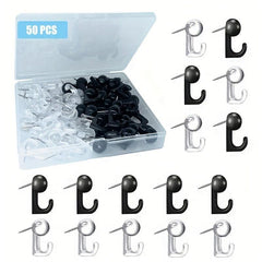 50pcs Push Pin Hooks Plastic Heads Cork Board Hooks Decorative Thumb Tacks Hook