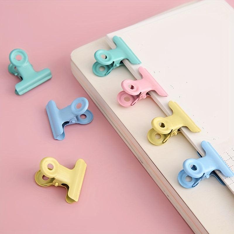 4pcs Macaron Small Book Folder Metal School Paper Assignment Folde