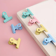 4pcs Macaron Small Book Folder Metal School Paper Assignment Folde