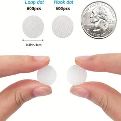 1200pcs Hook & Loop Dots 10mm Nylon Tape Home Office Classroom