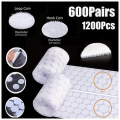 1200pcs Hook & Loop Dots 10mm Nylon Tape Home Office Classroom