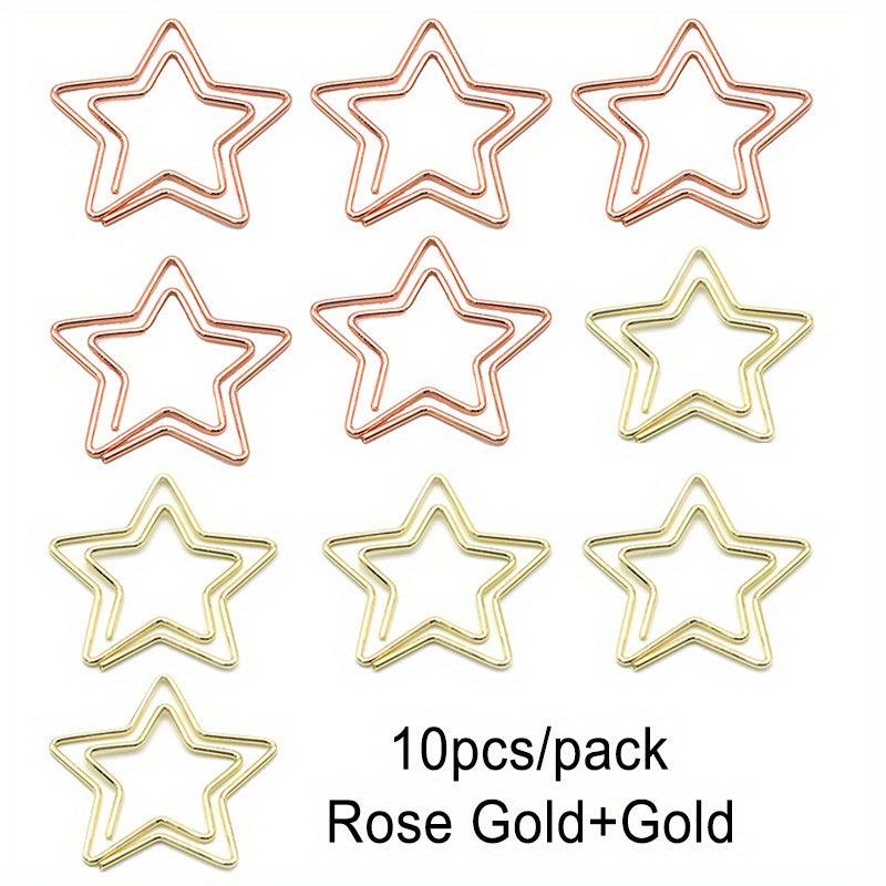 10pcs Pentagram Shape Paper Clip Metal Rose Golden Special shaped Paper Clip