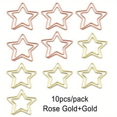 10pcs Pentagram Shape Paper Clip Metal Rose Golden Special shaped Paper Clip