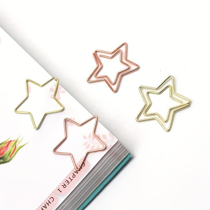 10pcs Pentagram Shape Paper Clip Metal Rose Golden Special shaped Paper Clip