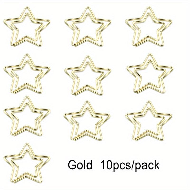 10pcs Pentagram Shape Paper Clip Metal Rose Golden Special shaped Paper Clip