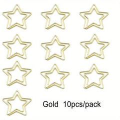 10pcs Pentagram Shape Paper Clip Metal Rose Golden Special shaped Paper Clip