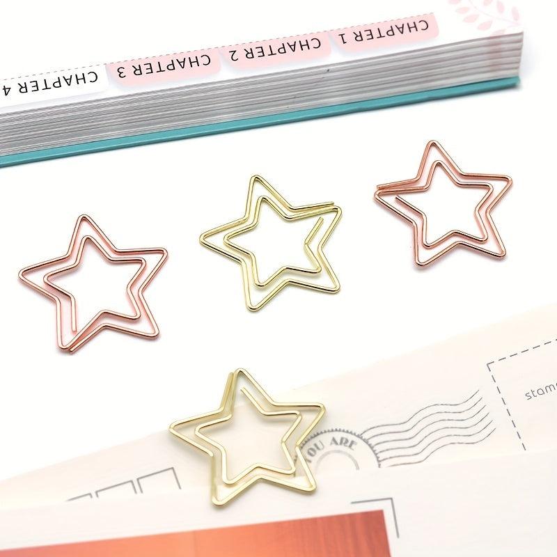 10pcs Pentagram Shape Paper Clip Metal Rose Golden Special shaped Paper Clip