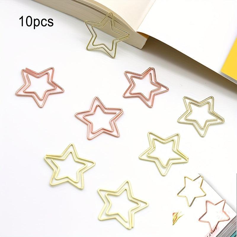 10pcs Pentagram Shape Paper Clip Metal Rose Golden Special shaped Paper Clip