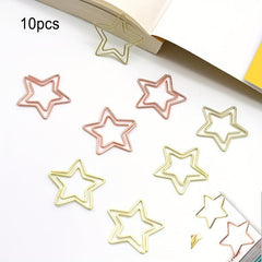 10pcs Pentagram Shape Paper Clip Metal Rose Golden Special shaped Paper Clip
