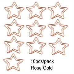 10pcs Pentagram Shape Paper Clip Metal Rose Golden Special shaped Paper Clip