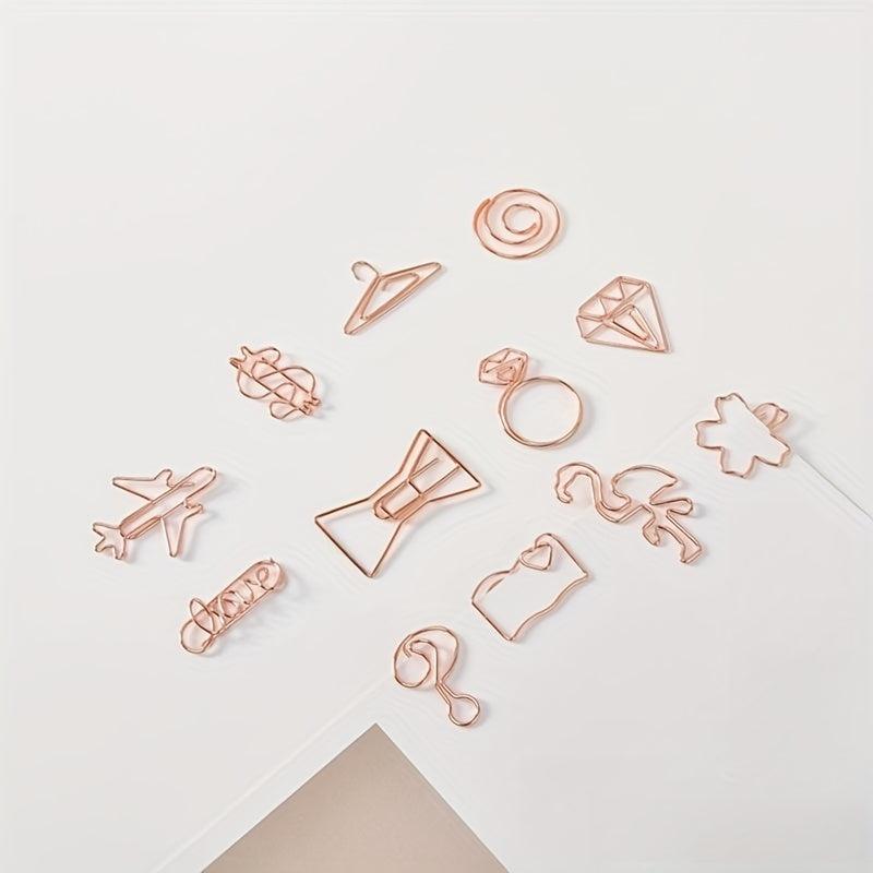 20Pcs Animal Shaped Colorful Paper Clips Hollow Metal Gold Clip