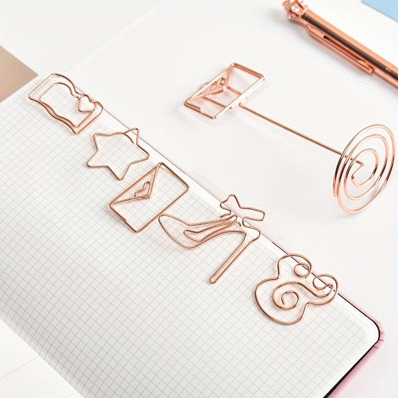 20Pcs Animal Shaped Colorful Paper Clips Hollow Metal Gold Clip