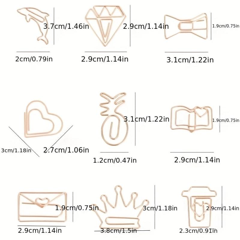 20Pcs Animal Shaped Colorful Paper Clips Hollow Metal Gold Clip