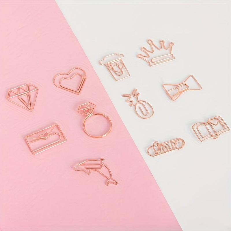 20Pcs Animal Shaped Colorful Paper Clips Hollow Metal Gold Clip
