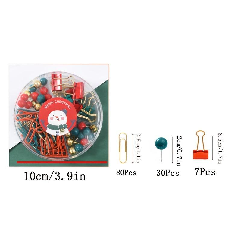 Christmas Stationery Set Binder Clip Thumbtack Receipt Storage Tool