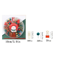 Christmas Stationery Set Binder Clip Thumbtack Receipt Storage Tool