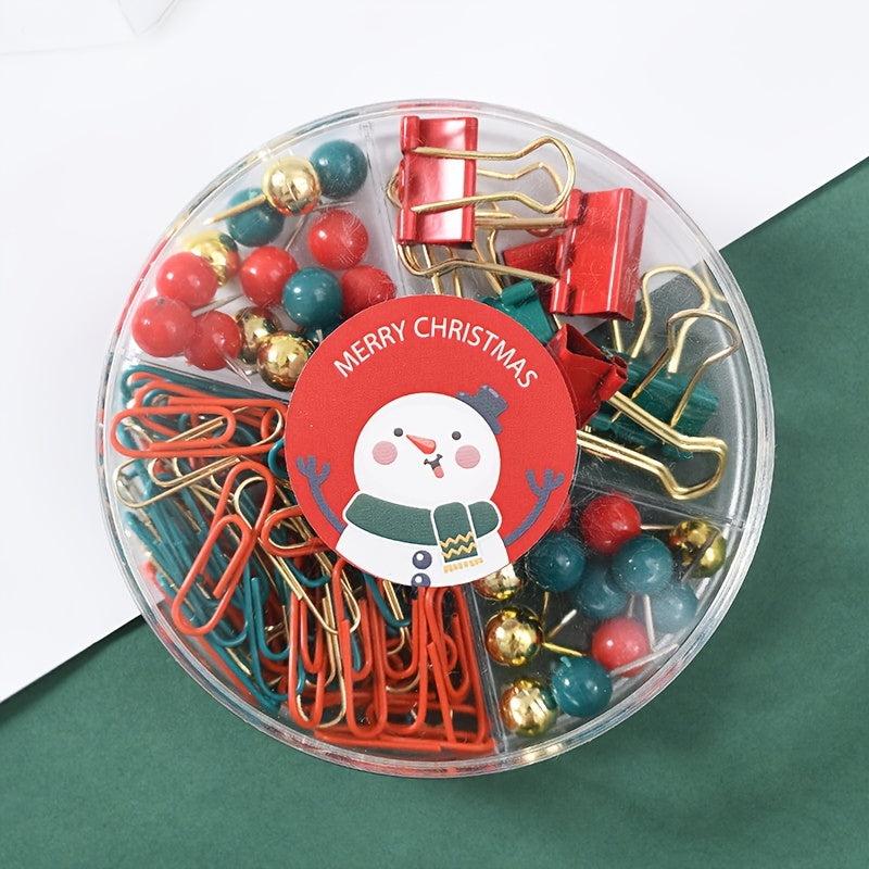 Christmas Stationery Set Binder Clip Thumbtack Receipt Storage Tool