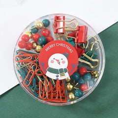 Christmas Stationery Set Binder Clip Thumbtack Receipt Storage Tool