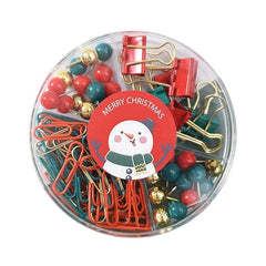 Christmas Stationery Set Binder Clip Thumbtack Receipt Storage Tool