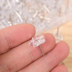 100 Clear Plastic Thumb Tacks Push Pins for Corkboard