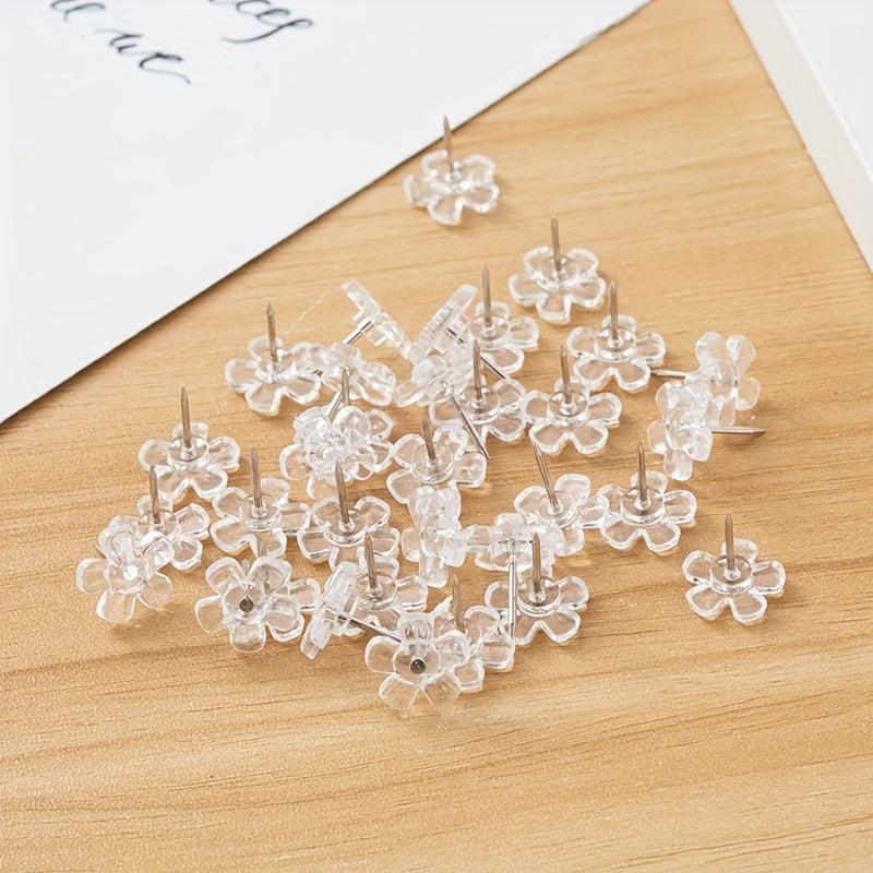 100 Clear Plastic Thumb Tacks Push Pins for Corkboard