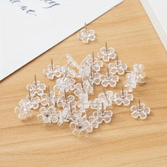 100 Clear Plastic Thumb Tacks Push Pins for Corkboard