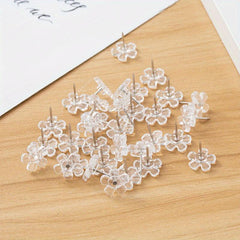 100 Clear Plastic Thumb Tacks Push Pins for Corkboard