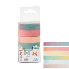 6 Rolls Golden Glitter Tape Macaron Series