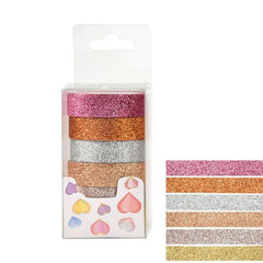 6 Rolls Golden Glitter Tape Macaron Series