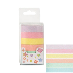 6 Rolls Golden Glitter Tape Macaron Series